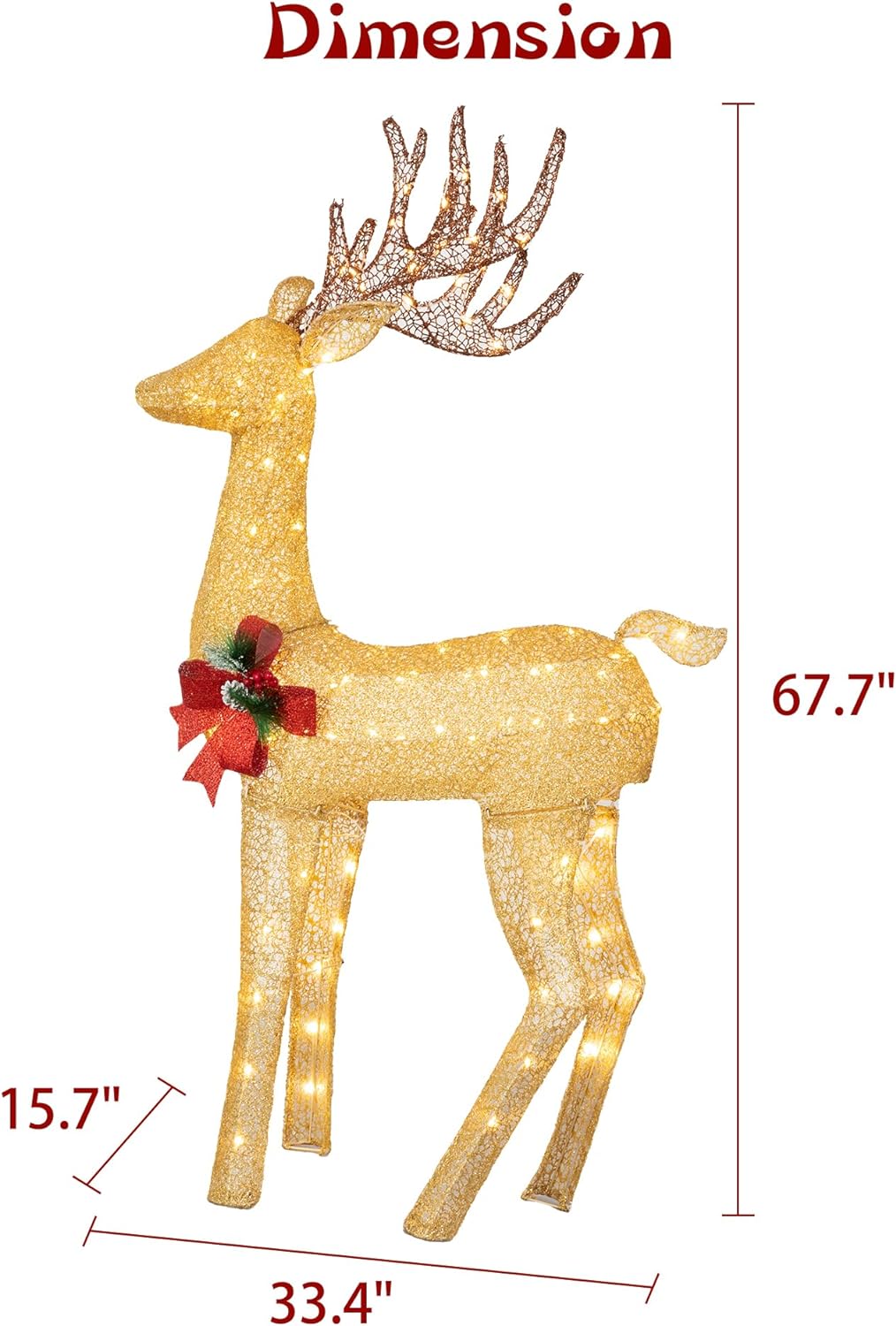 sobaniilowholesale 2-Piece Reindeer Christmas Decoration, 4FT Moose Family Outdoor Holiday Christmas Decor, Pre-Lit 170 LED Lights Deer