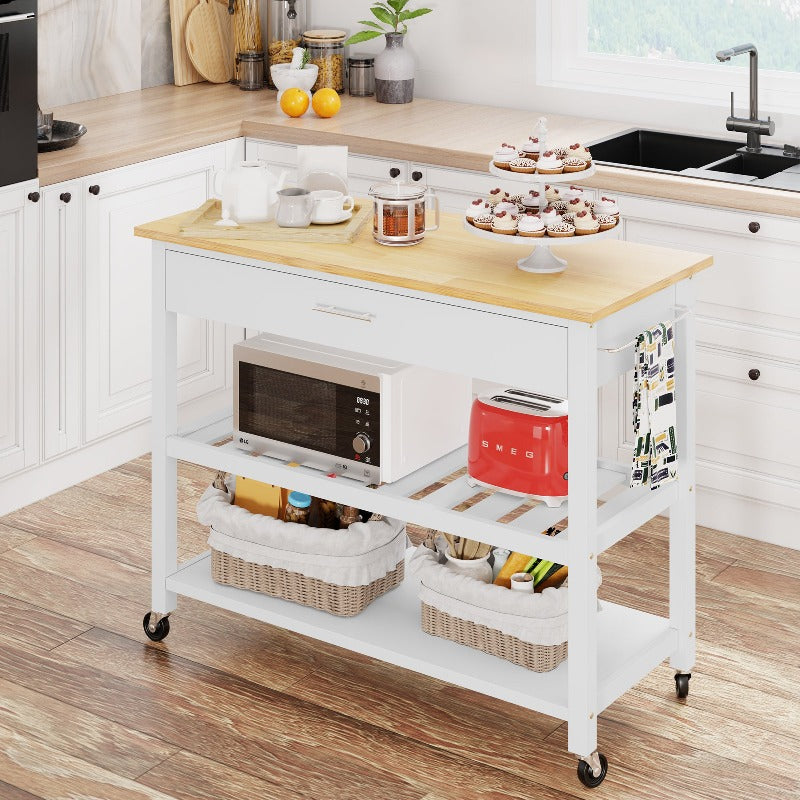 sobaniilowholesale 40???¡¥ Kitchen Island Storage & Bar Cart with Solid Wood Top#color_white (7278481473712)