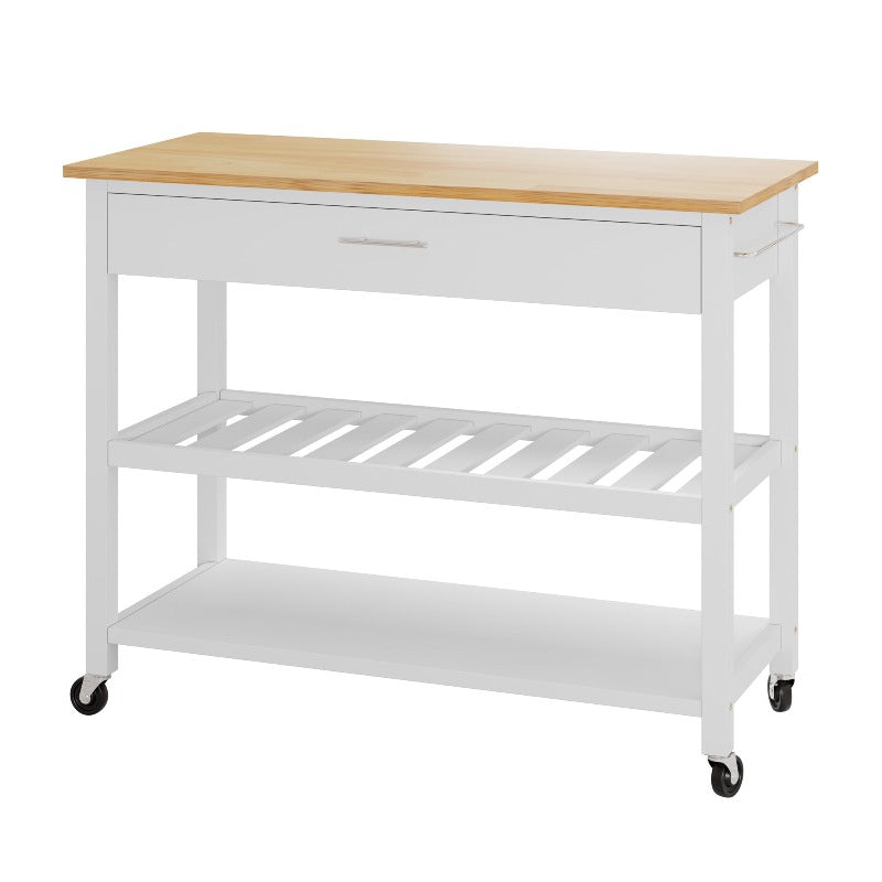 sobaniilowholesale 40???¡¥ Kitchen Island Storage & Bar Cart with Solid Wood Top#color_white (7278481473712)