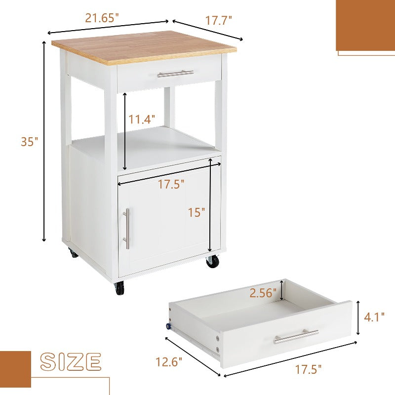 sobaniilowholesale Rolling Kitchen Island With Solid Wood Top #color_white
