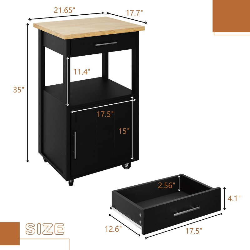 sobaniilowholesale Rolling Kitchen Island With Solid Wood Top #color_black