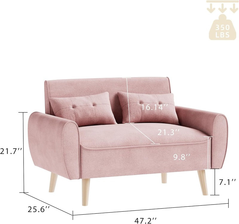 Livingroom sofa set sobaniilowholesale 2-seat 47'' Small Modern Love Seat Sofa #color_pink#color_pink
