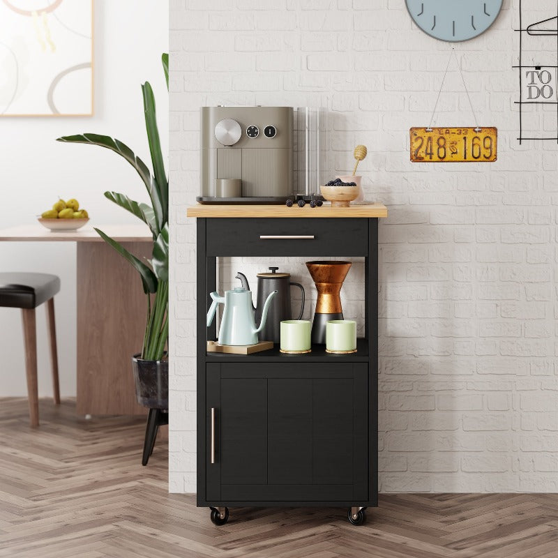 sobaniilowholesale Rolling Kitchen Island With Solid Wood Top #color_black
