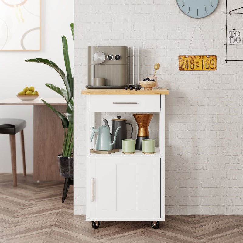 sobaniilowholesale Rolling Kitchen Island With Solid Wood Top #color_white