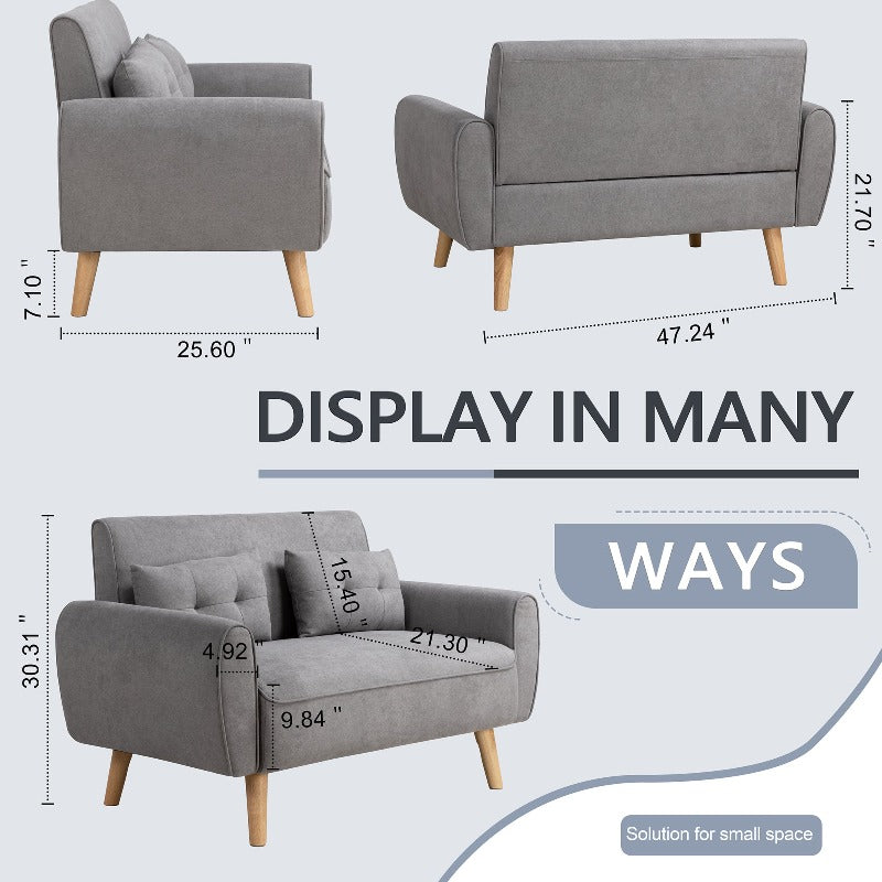 Livingroom sofa set sobaniilowholesale 2-seat 47'' Small Modern Love Seat Sofa #color_light-grey