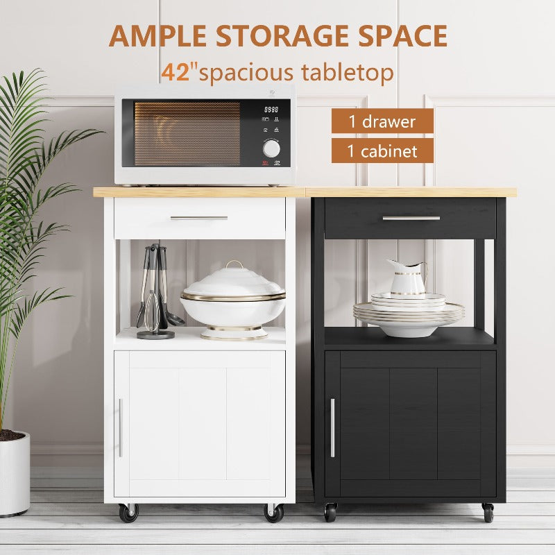 sobaniilowholesale Rolling Kitchen Island With Solid Wood Top #color_white