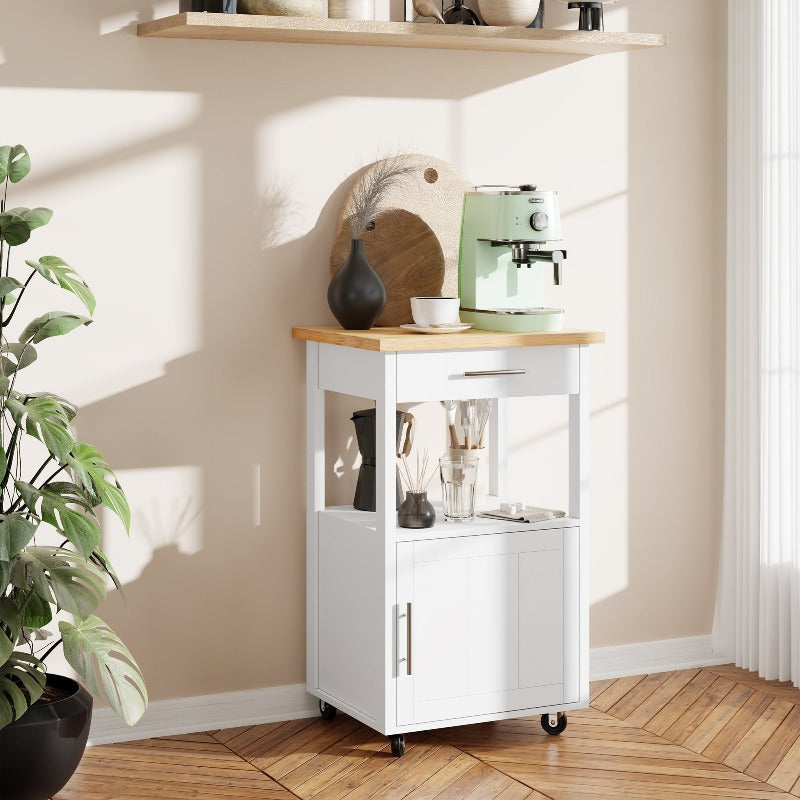 sobaniilowholesale Rolling Kitchen Island With Solid Wood Top #color_white