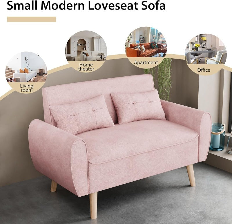 Livingroom sofa set sobaniilowholesale 2-seat 47'' Small Modern Love Seat Sofa #color_pink