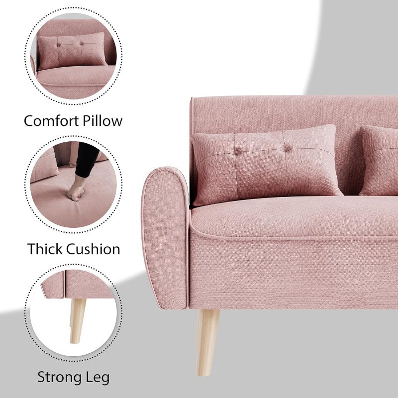 Livingroom sofa set sobaniilowholesale 2-seat 47'' Small Modern Love Seat Sofa #color_pink