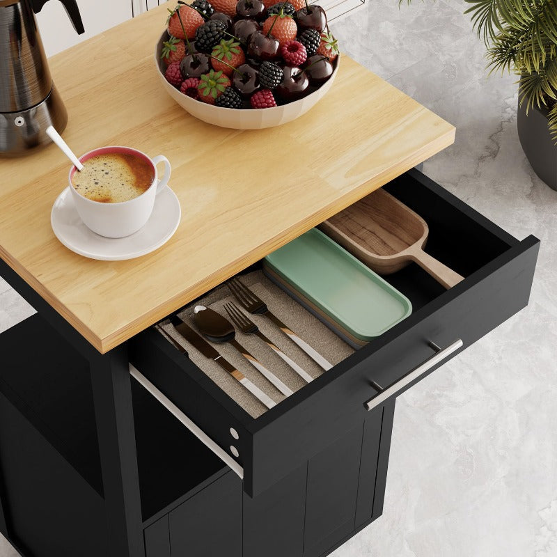 sobaniilowholesale Rolling Kitchen Island With Solid Wood Top #color_black
