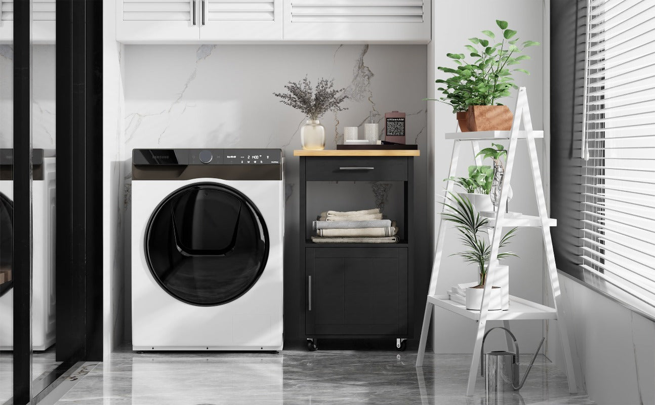 sobaniilowholesale Rolling Kitchen Island With Solid Wood Top #color_black