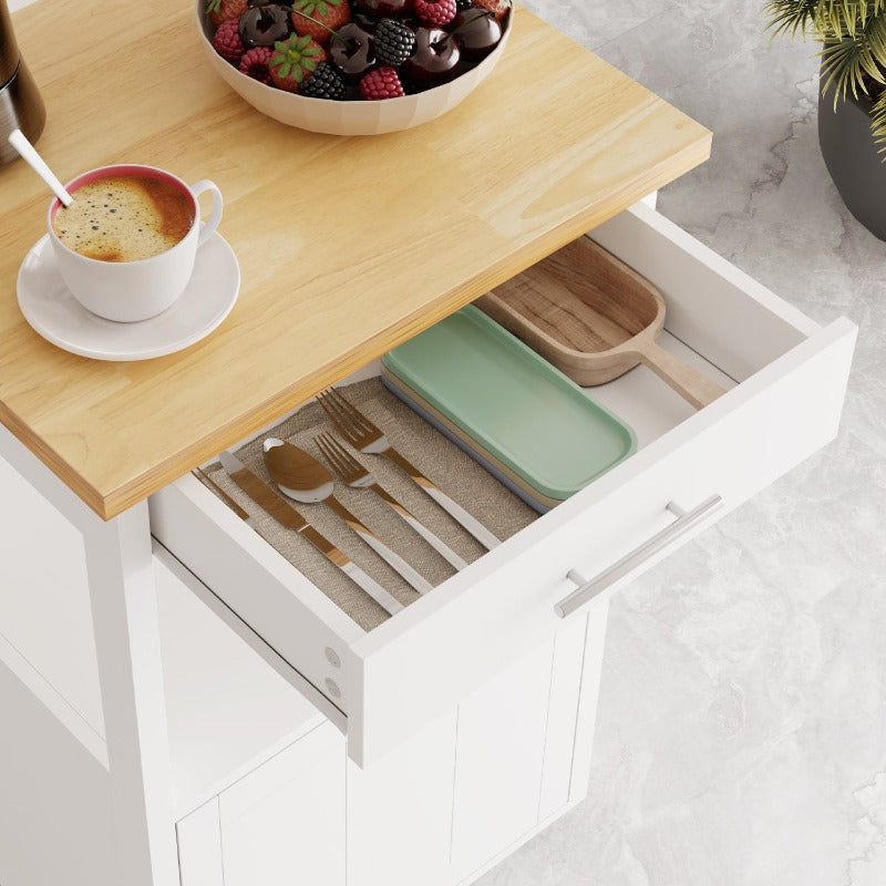 sobaniilowholesale Rolling Kitchen Island With Solid Wood Top #color_white
