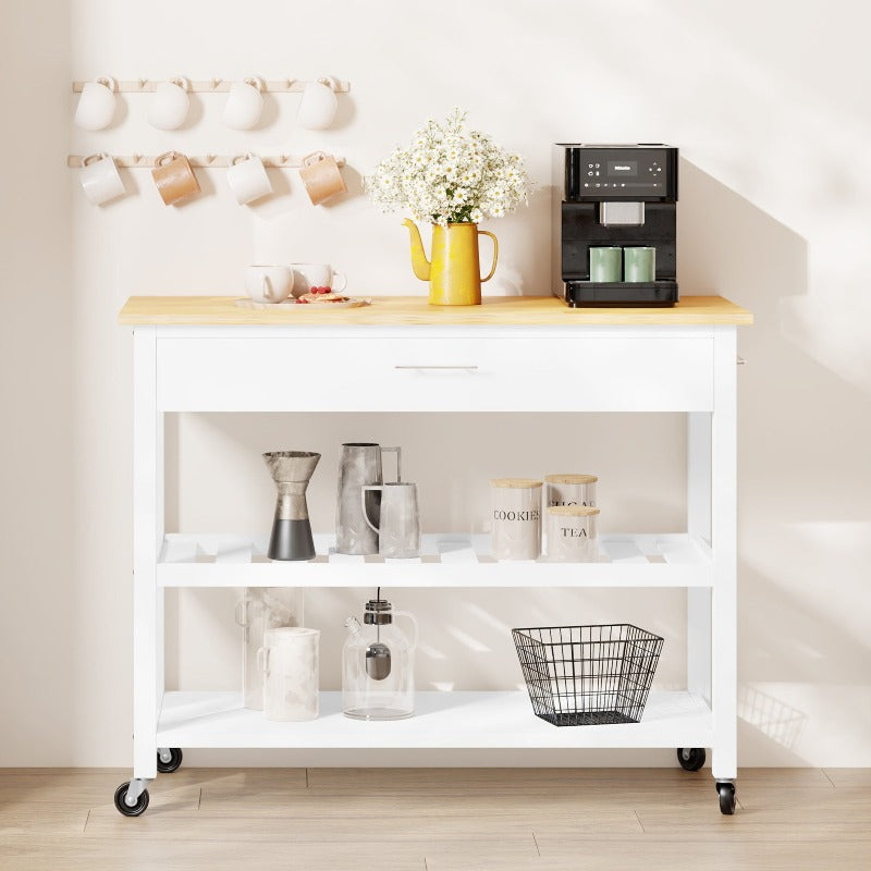 sobaniilowholesale 40???¡¥ Kitchen Island Storage & Bar Cart with Solid Wood Top#color_white (7278481473712)