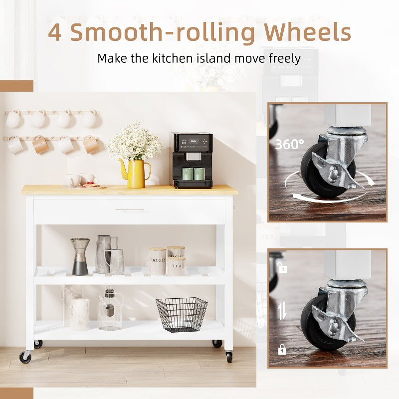 sobaniilowholesale 40???¡¥ Kitchen Island Storage & Bar Cart with Solid Wood Top#color_white (7278481473712)