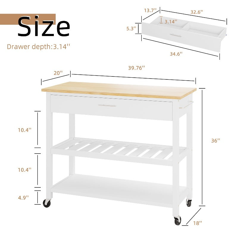 sobaniilowholesale 40???¡¥ Kitchen Island Storage & Bar Cart with Solid Wood Top#color_white (7278481473712)