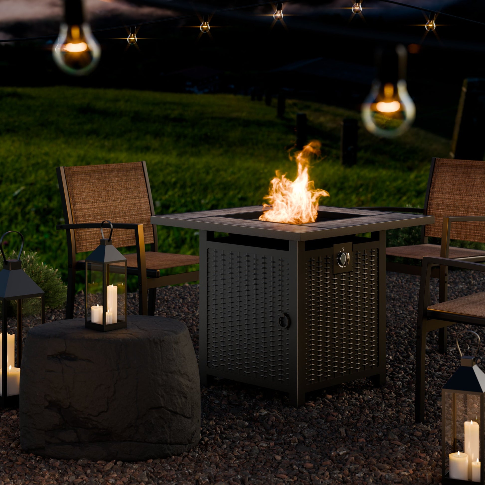 sobaniilowholesale 28" Propane Gas Fire Pit Table 50,000 BTU Square Outdoor Wicker (7436201689264)
