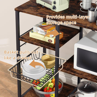 sobaniilo wholesale Kitchen Baking Rack with Outlet, Freestanding Kitchen Storage Shelf Organizer, Steel-Retro