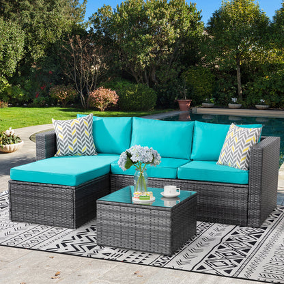 sobaniilowholesale Patio Furniture 3 Pieces Outdoor Sectional Sofa Set With Silver Wicker & Chaise