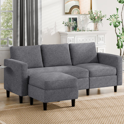 sobaniilowholesale 3-Seat L Shaped Sectional Sofa Couch with Modern Linen Fabric for Small Space (7415494770864)
