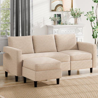 sobaniilowholesale 3-Seat L Shaped Sectional Sofa Couch with Modern Linen Fabric for Small Space (7415494770864)