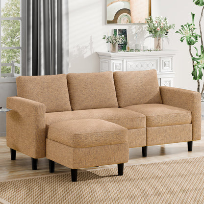 sobaniilowholesale 3-Seat L Shaped Sectional Sofa Couch with Modern Linen Fabric for Small Space (7415494770864)