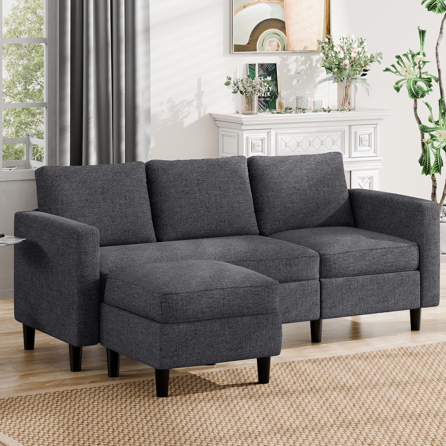 sobaniilowholesale 3-Seat L Shaped Sectional Sofa Couch with Modern Linen Fabric for Small Space (7415494770864)