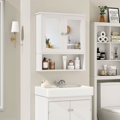 sobaniilowholesale Bathroom Medicine Cabinet with Mirror, 2 Doors 3 Open Shelf