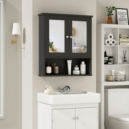 sobaniilowholesale Bathroom Medicine Cabinet with Mirror, 2 Doors 3 Open Shelf