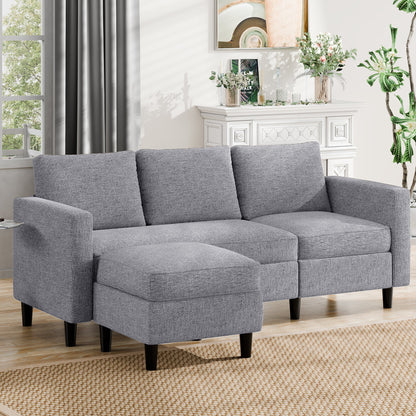 sobaniilowholesale 3-Seat L Shaped Sectional Sofa Couch with Modern Linen Fabric for Small Space (7415494770864)