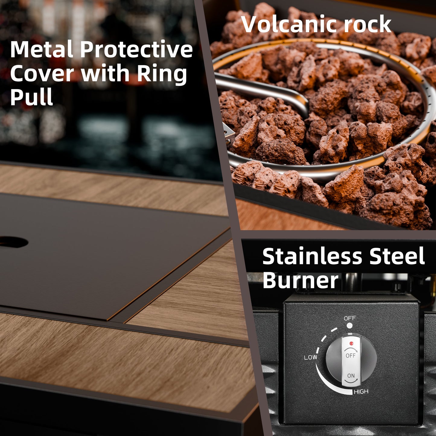 sobaniilowholesale 28" Propane Gas Fire Pit Table 50,000 BTU Square Outdoor Wicker (7436201689264)