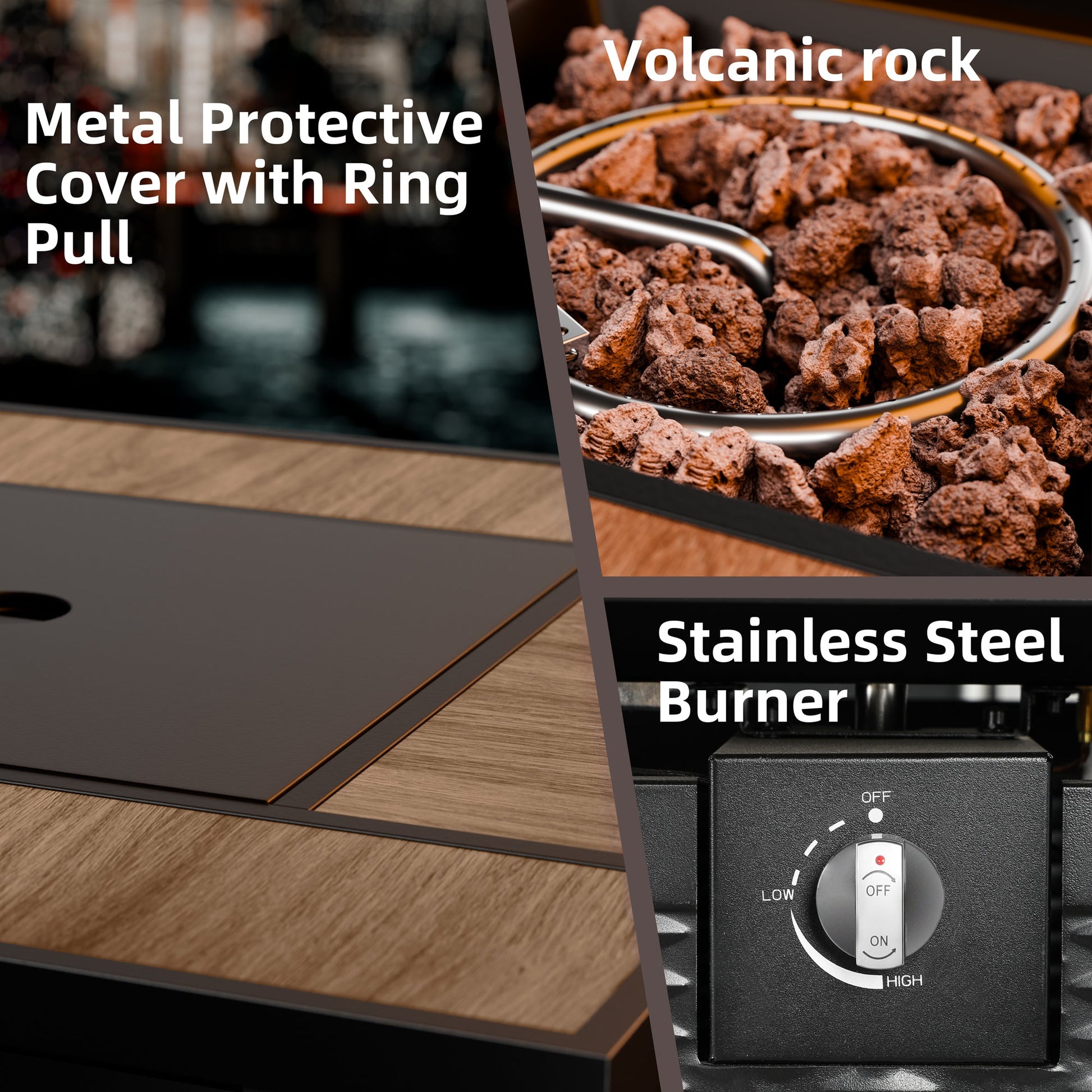 sobaniilowholesale 28" Propane Gas Fire Pit Table 50,000 BTU Square Outdoor Wicker (7436201689264)