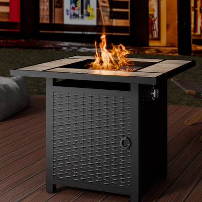 sobaniilowholesale 28" Propane Gas Fire Pit Table 50,000 BTU Square Outdoor Wicker (7436201689264)