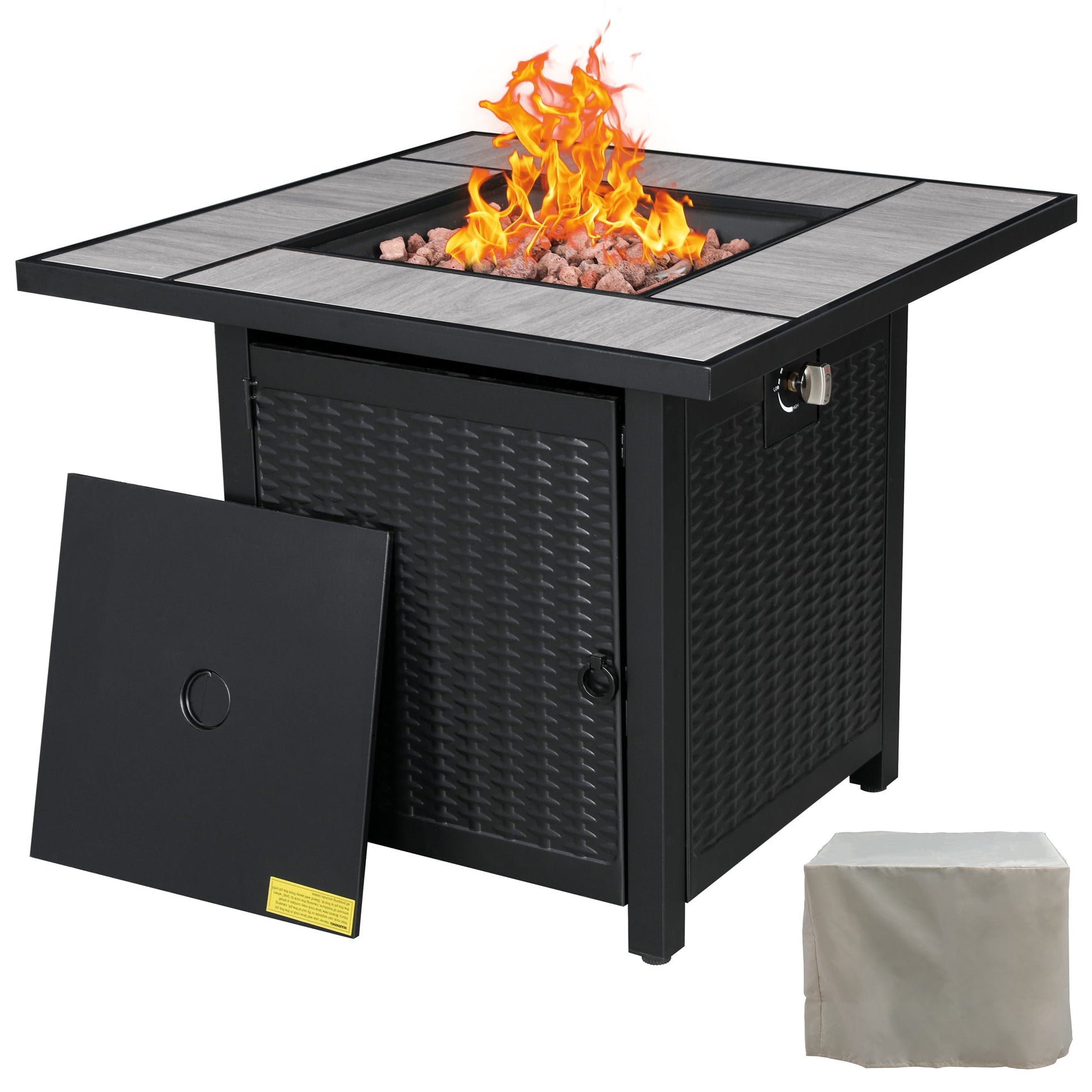 sobaniilowholesale 28" Propane Gas Fire Pit Table 50,000 BTU Square Outdoor Wicker (7436201689264)