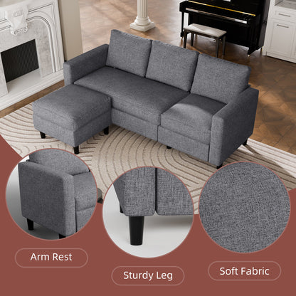 sobaniilowholesale 3-Seat L Shaped Sectional Sofa Couch with Modern Linen Fabric for Small Space (7415494770864)