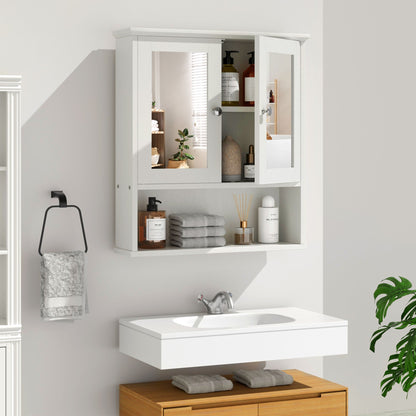 sobaniilowholesale Bathroom Medicine Cabinet with Mirror, 2 Doors 3 Open Shelf