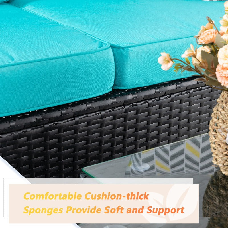 sobaniilowholesale Patio Furniture 3 Pieces Outdoor Sectional Sofa Set With Chaise, Black Wicker#color_blue