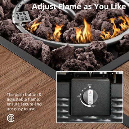 sobaniilowholesale 28" Propane Gas Fire Pit Table 50,000 BTU Square Outdoor Wicker (7436201689264)