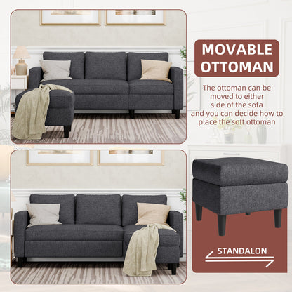 sobaniilowholesale 3-Seat L Shaped Sectional Sofa Couch with Modern Linen Fabric for Small Space (7415494770864)