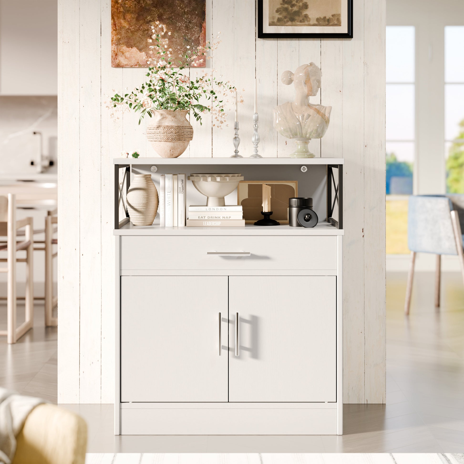 sobaniilowholesale Kitchen Buffet Sideboard Cabinet with Adjustable Shelf,Wooden Storage Cabinet with 2 Doors and 1 Drawers¡ê?Modern Farmhouse Coffee Bar Cabinet with Storage for Kitchen/Living Room (7612660711600)