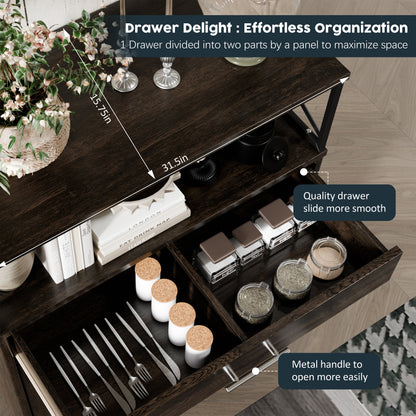 sobaniilowholesale Kitchen Buffet Sideboard Cabinet with Adjustable Shelf,Wooden Storage Cabinet with 2 Doors and 1 Drawers¡ê?Modern Farmhouse Coffee Bar Cabinet with Storage for Kitchen/Living Room (7612660711600)