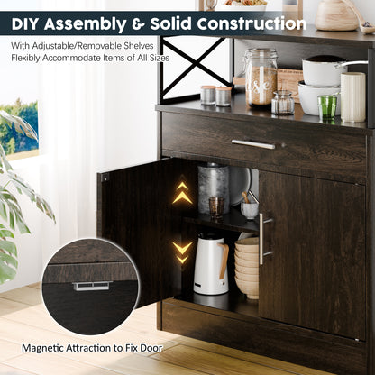 sobaniilowholesale Kitchen Buffet Sideboard Cabinet with Adjustable Shelf,Wooden Storage Cabinet with 2 Doors and 1 Drawers¡ê?Modern Farmhouse Coffee Bar Cabinet with Storage for Kitchen/Living Room (7612660711600)