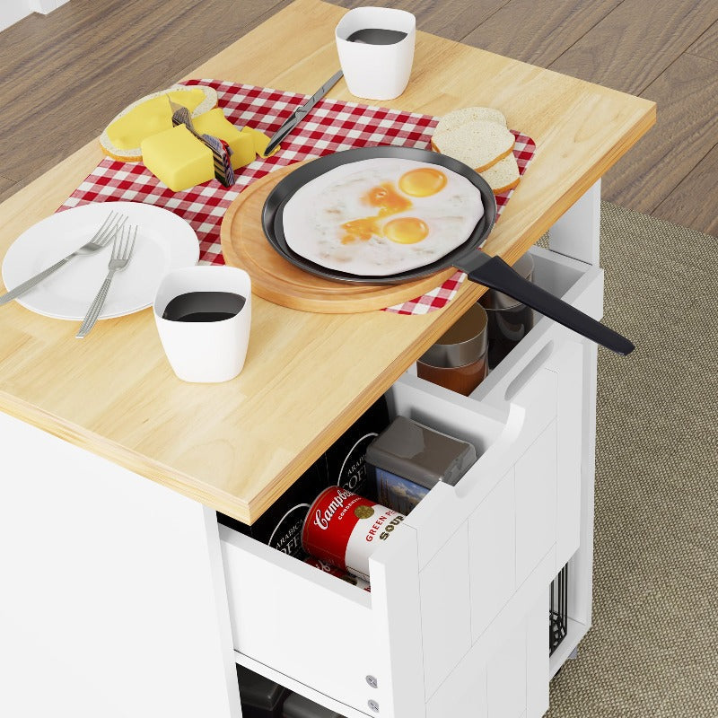 sobaniilowholesale 26.57???¡¥ Rolling Kitchen Island Storage & Bar Cart with Solid Wood Top#color_white (7278481932464)