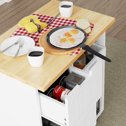 sobaniilowholesale 26.57???¡¥ Rolling Kitchen Island Storage & Bar Cart with Solid Wood Top#color_white (7278481932464)