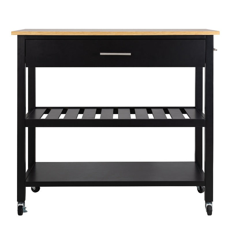 sobaniilowholesale 40???¡¥ Kitchen Island Storage & Bar Cart with Solid Wood Top#color_black (7278481473712)
