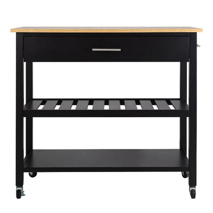 sobaniilowholesale 40???¡¥ Kitchen Island Storage & Bar Cart with Solid Wood Top#color_black (7278481473712)