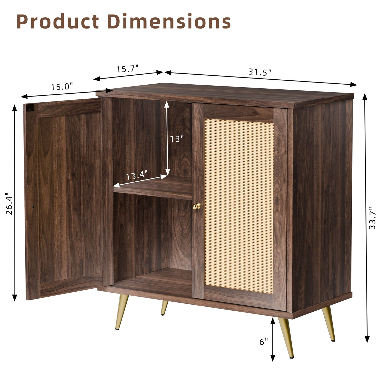sobaniilo wholesale Rattan Storage Cabinet, Multifunctional Cupboard, Accent Large Storage Space Cabinet with Rattan Decorated Doors for Living Room, Entryway