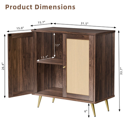 sobaniilo wholesale Rattan Storage Cabinet, Multifunctional Cupboard, Accent Large Storage Space Cabinet with Rattan Decorated Doors for Living Room, Entryway