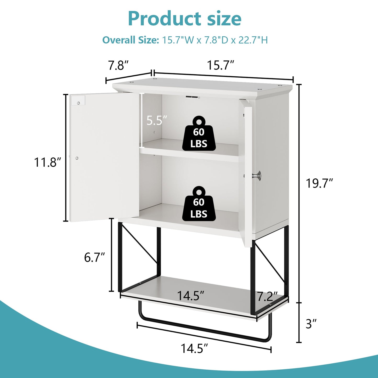 sobaniilo wholesale Wall Cabinet, Kitchen & Medicine Cabinet with Adjustable Shelf and Towel, 3-Tier Cabinet Bar for Bathroom, Living Room, White