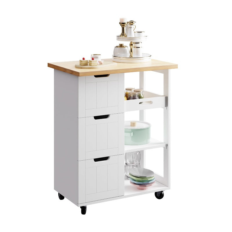 sobaniilowholesale 26.57???¡¥ Rolling Kitchen Island Storage & Bar Cart with Solid Wood Top#color_white (7278481932464)