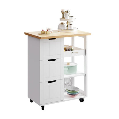 sobaniilowholesale 26.57???¡¥ Rolling Kitchen Island Storage & Bar Cart with Solid Wood Top#color_white (7278481932464)